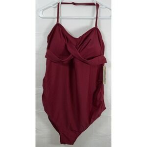 NWT Women's Shekini One Piece Twist Top Burgundy Swimsuit Size XL‎